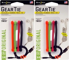 Nite Ize 4-Pack Gear Tie Reusable Rubber Twist Tie, 3" - Assorted 2-Pack 