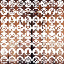 64-Piece Small Christmas Stencils, Reusable, Creamy White, 3x3 Inch, Christmas O