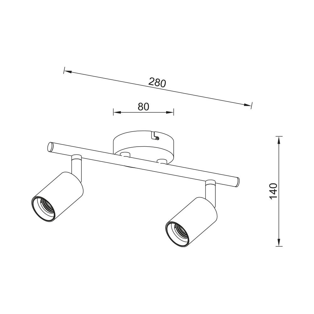 Plafonnier LED noir double douille E27 finitions métalliques