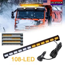 1x 108led Car Emergency Strobe Light Bar Flashing Warning Light Bar Yellowwhite
