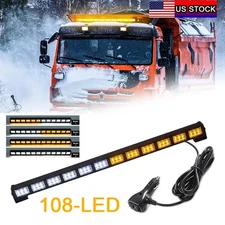 1x 108LED Car Emergency Strobe Light Bar Flashing Warning Light Bar Yellow/white