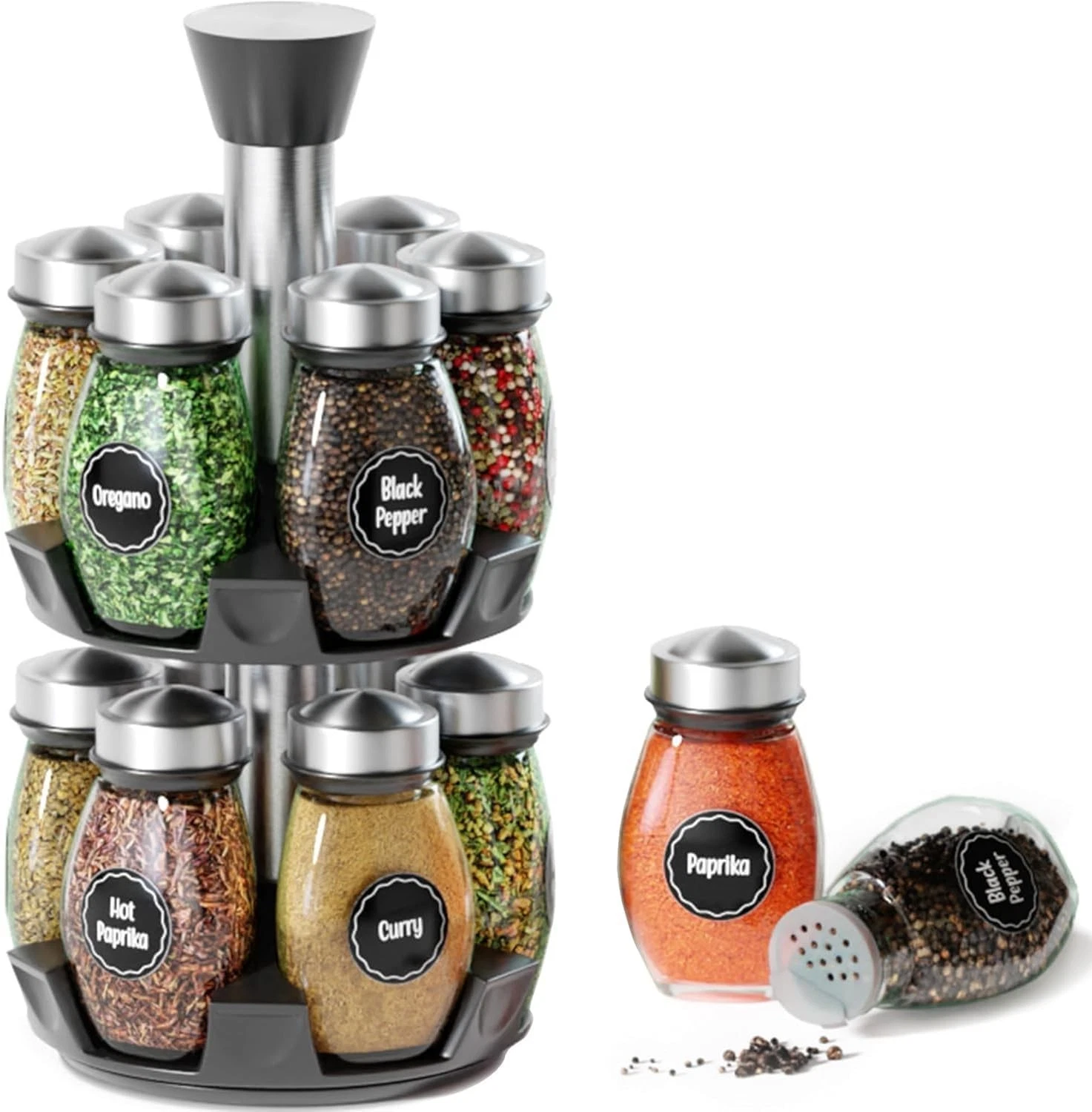 Revolving Spice Rack Organizer - Spinning Countertop Herb and Spice Storage Rac