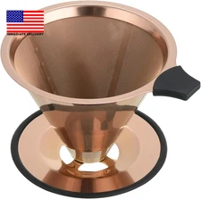 Pour over Coffee Dripper Filter: Reusable Stainless Steel Coffee Filters - Metal