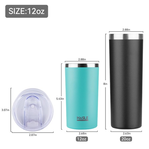 Vaso delgado 12 oz a granel, juego de vasos delgados con tapa, doble pared inoxidable S... - Imagen 2 de 4