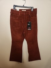 Levis 70s High Rise Flare Corduroy Jeans Womens 32x30 Mahogany Rust Red Pant NWT