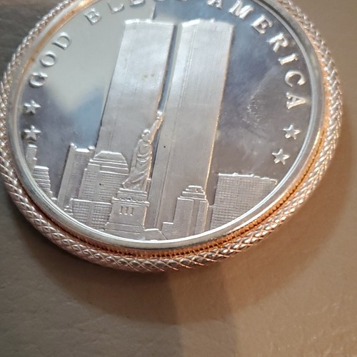 2001 British Virgin Islands $1 Silver Coin .999 KM#1057 Twin Towers Variety