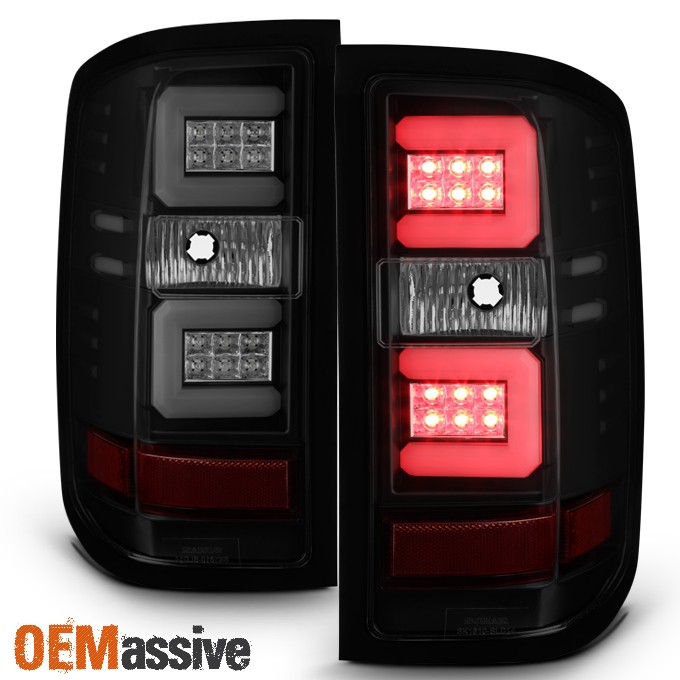 Fits 16-18 Chevy Silverado 1500 [LED Model] Black Smoked LED Tube Tail Lights
