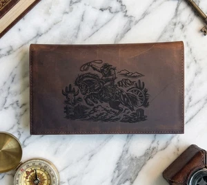 Western Hunter Leather Rodeo Wallet RFID Bi-Fold Long Wallet Cowboy Rodeo