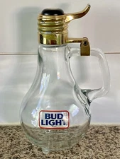 Vintage 80s Bud Light Budweiser Anheuser Bush Clear Glass Bulb Stein Decanter