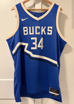 Nike Milwaukee Bucks Giannis Antetokounmpo City Edition Jersey Blue Men's XL 52