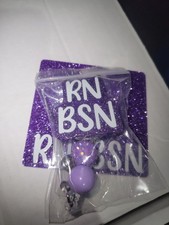 RN Nurse Buddy Badge And Retractor Purple Glitter