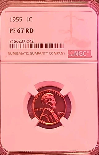 1955 PF 67 RD RED PROOF LINCOLN WHEAT CENT NGC NGC PENNY