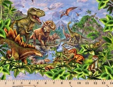Jurassic Journey Dinosaur Scenic 29768 X Fabric By half yard