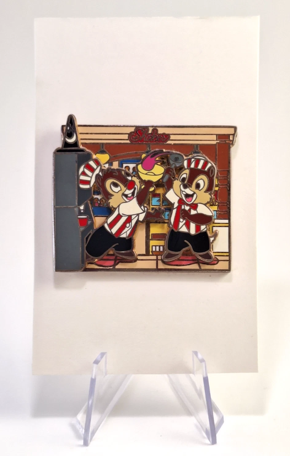Disney Pin DSF Chip n Dale Soda Jerks Ice Cream Catch 3D Pin on Pin LE 300