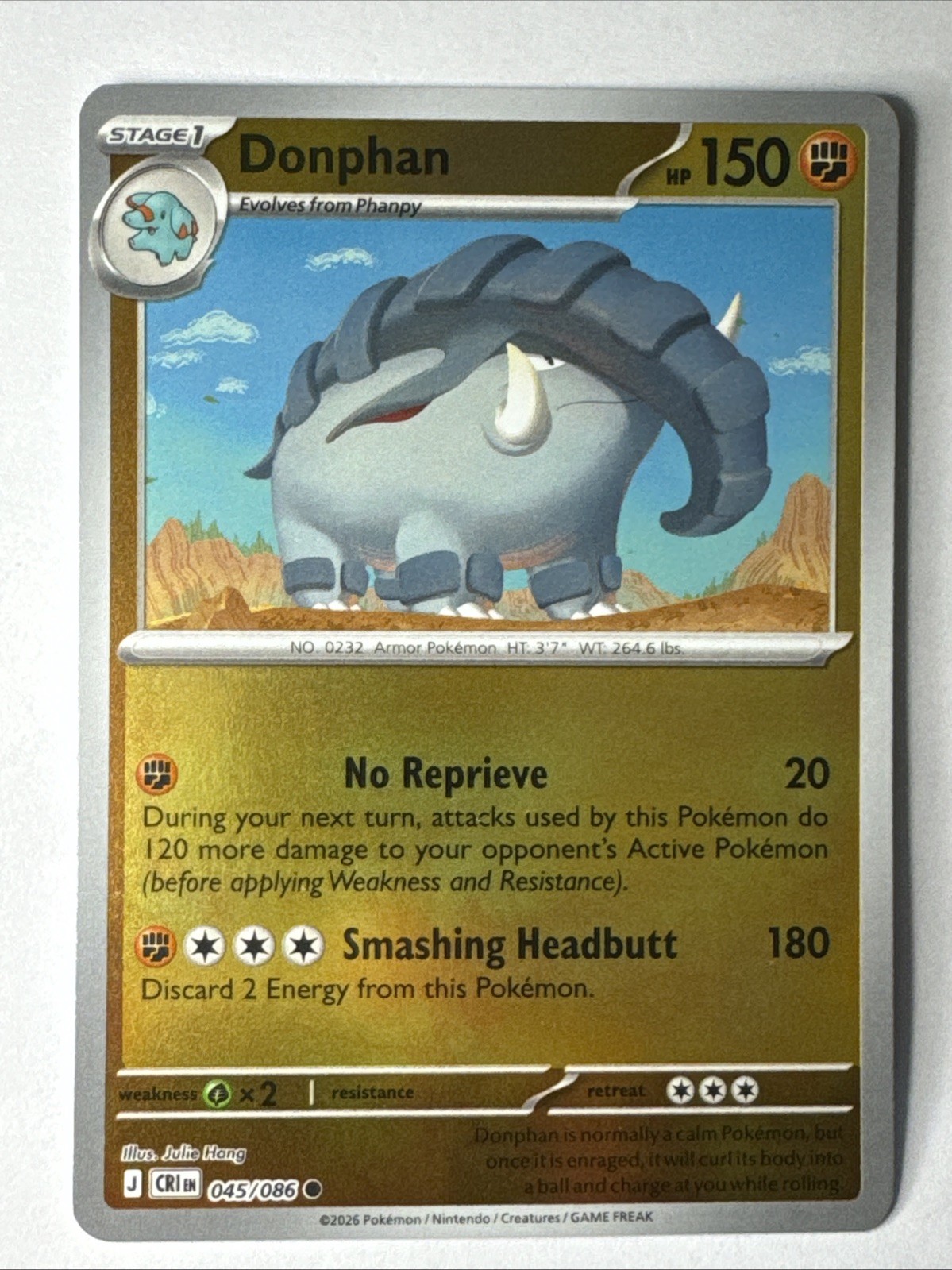 Donphan 045/086 Me04: Chaos Rising Reverse Holo
