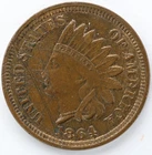 AU Details Heavy Obverse Scratches 1864 Indian Head Cent
