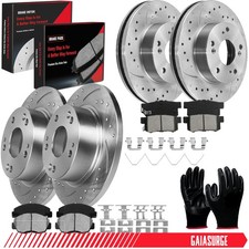 Front Rear Drilled Rotors Ceramic Brake Pads For 2006 2007 -2011 Honda Civic