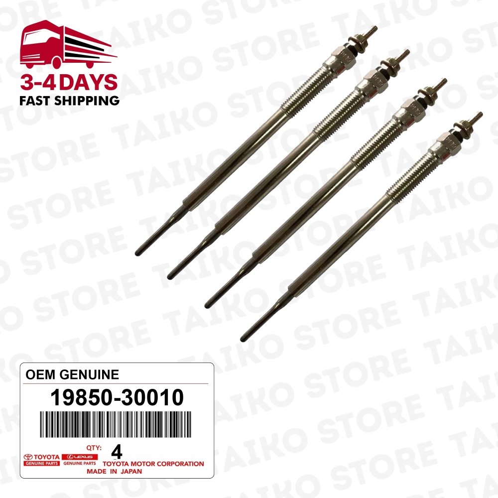 OEM Genuine Toyota Glow Plug Set of 4 for Hilux Hiace Prado Fortuner 19850-30010