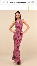 Lulus RENATTA Mauve Purple Floral Burnout Mesh Maxi Dress *NEW With TAGS* Medium