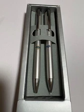 Tombow TRAD Silver Ballpoint Pen & Mechanical Pencil Set 2pcs Used 22c