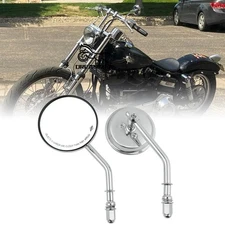 For Harley Touring Softail Deluxe Chrome Round Motorcycle Rear View Side Mirrors