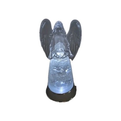 Lighted Angel Lamp Silver Swirling Glitter Water Lantern Snow Globe 10'' Lava