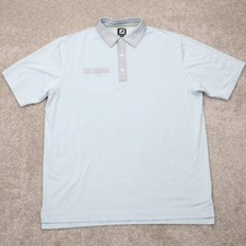 FootJoy Polo Shirt Mens XL Blue/Gray Contrast Collar Polyester Stretch S/S Golf