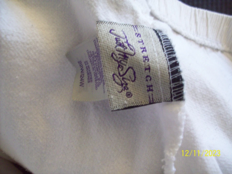 Capris JUST MY SIZE Mujer Off-White Acanalado Cintura Elástica Talla 22W/24W Entrepierna 20.5 Foto 4 de 4