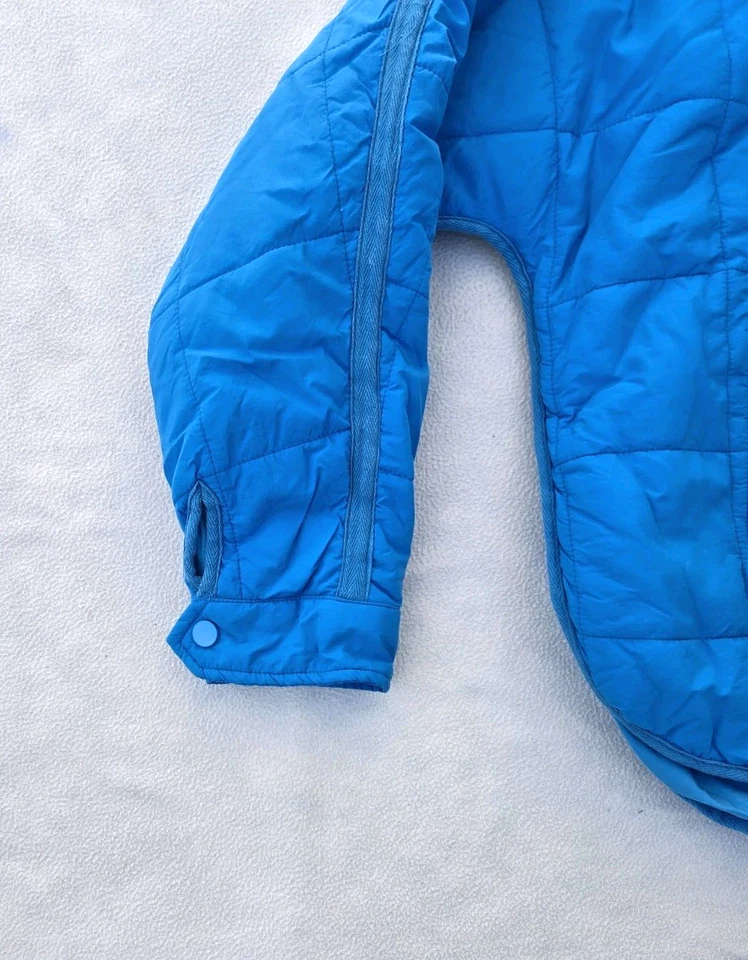 Women's Quilted Hooded Pullover Puffer Jacket Size M Lightweight Winter Blue - Image 3 of 4