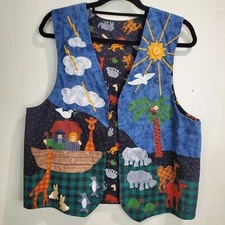 Handmade Noah's ark with animals open vest large vintage