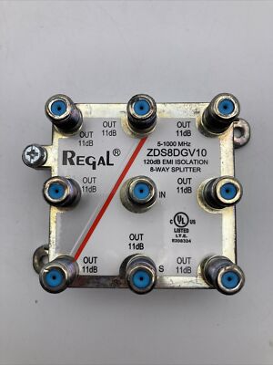 Regal 8-way High Performance Coaxial Splitter Signal ZDS8DGV10 Cable TV 11dB