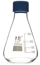 250ml Glass Erlenmeyer Flask with PTFE Lined Screw Cap, Borosilicate 3.3 Glass
