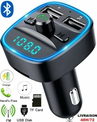 XSTONE Transmetteur FM sans fil Bluetooth 5.0 Adaptateur MP3 Kit voiture Chargeur USB