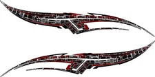 RED FLAMES SIDE PANEL Auto Vinyl Boat Car Truck Graphics Decals Stickers 60" SET