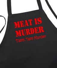 Meat Is Murder Barbecue Aprons Funny, Novelty Grilling Aprons, Funny BBQ Quotes
