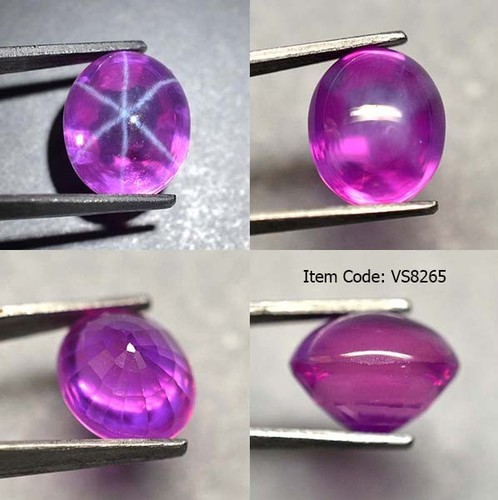 Oval 11x9 MM Pink Purple Star Sapphire 6 Rays Lab Created Corundum Mixed Cut - Picture 3 of 22