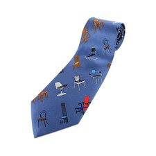 ACME Studio "Chairs-Blue  100 Silk Neck Tie by ADRIAN OLABUENAGA - NEW