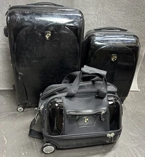 HEYS Luggage Set Black 3 piece Carry-on Roller Hard Case Suitcase *