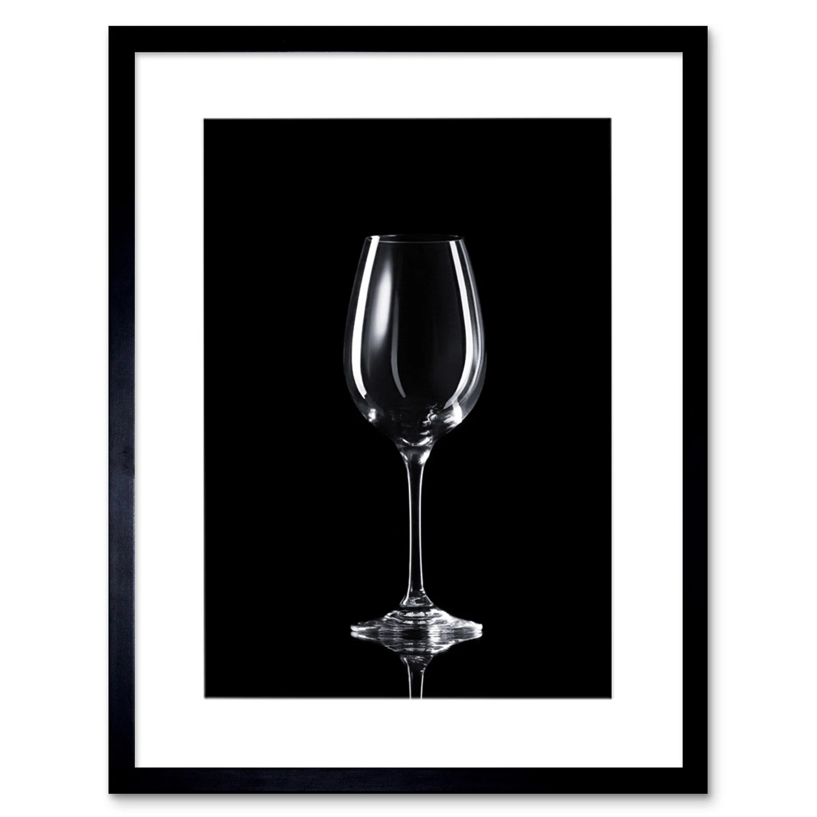 Empty Wine Glass Black White Art Framed Wall Art Print