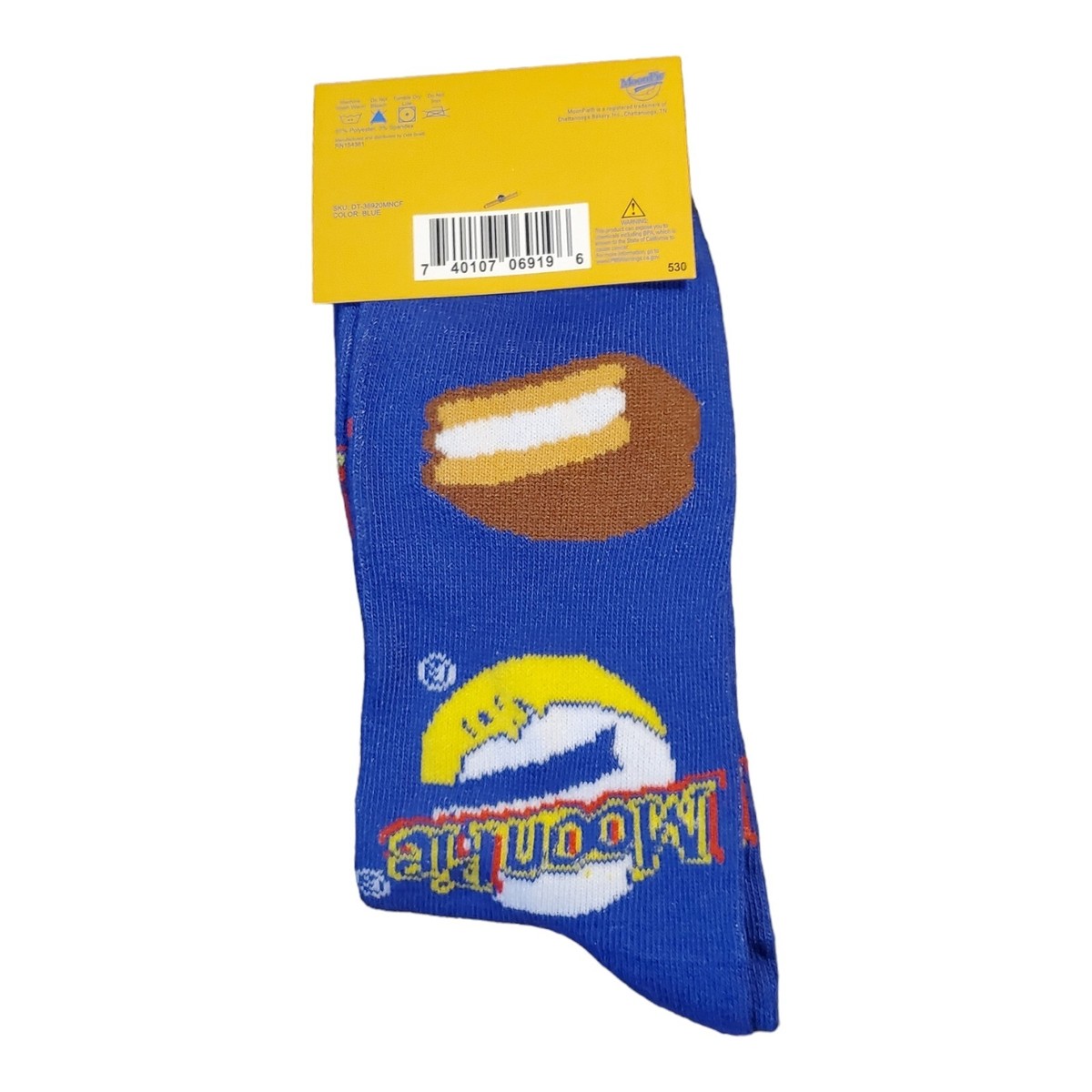 みるく Moon Pie Royal Blue, Men's Fun, Food, Novelty Print Crew Socks