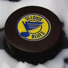 ST. LOUIS BLUES NHL VINTAGE OFFICIAL PUCK MADE IN CANADA 🇨🇦 VICEROY MFG.