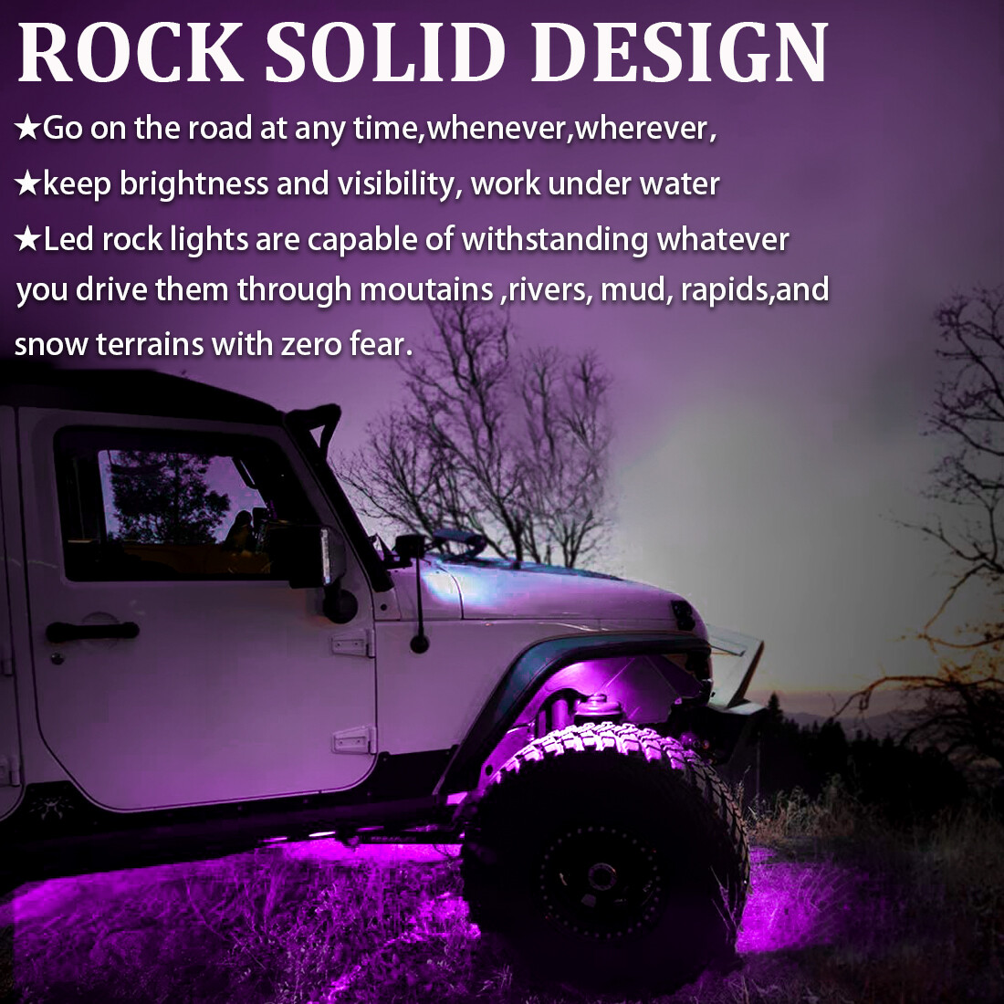 10-Pack 3/4 Inch Purple LED Rock Lights - Underbody Kit For Jeep, Truck, ATV (IP67)