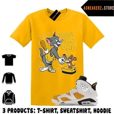 Shirt To Match AJ 6 Yellow Ochre Sneaker Matching Tee Trust No One Cat And Mouse