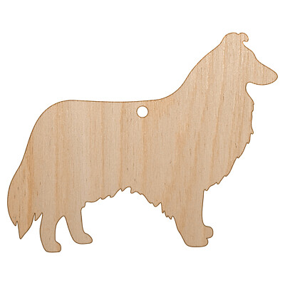 Rough Collie Dog Solid Unfinished Craft Wood Holiday Christmas Tree DIY Ornament