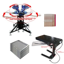 4 Color 4 Station Silk Screen Printing Kit with Flash dryer Screen Frame Squeege