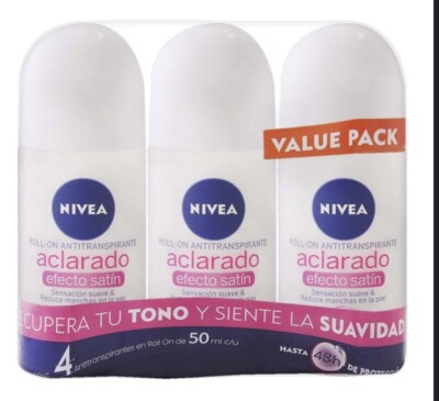 3 PACK Nivea Deodorant Whitening Antitranspirante Aclarado roll on 50ml