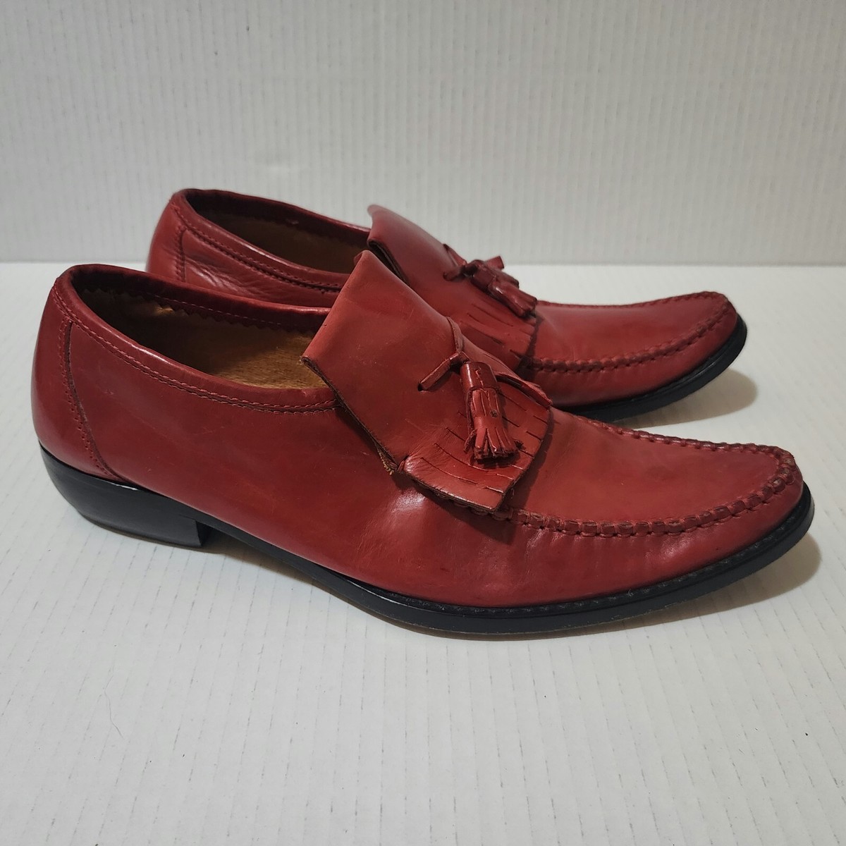 Italian red men’s leather loafers Red Penny Loafer with Tassel – Italian Shoes Company main image 2