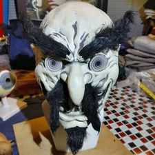 Vtg 2001 The Paper Magic Group Vinyl Halloween Mask Mad Scientist Warlock