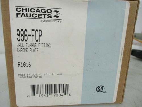 NEW CHICAGO FAUCETS CHROME PLATE WALL FLANGE FITTING 986-FCP - Picture 2 of 2