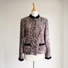 TRIBAL Purple Gold Brocade Jacket Velvet Trim Size 10